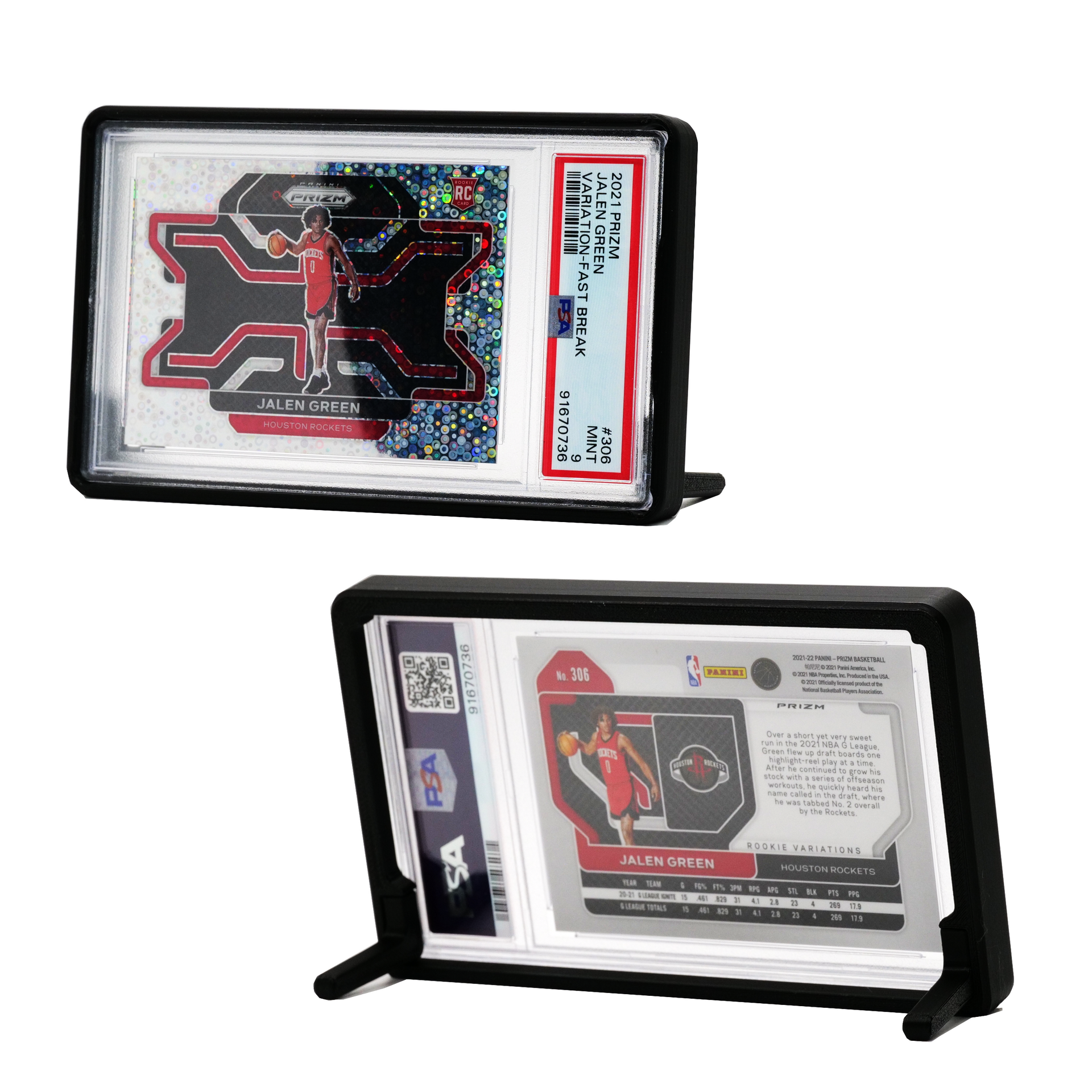 graded card stand 3d print Frame Display (Fits PSA) Vertical / 10 Pack / Black Folding the rear stand allows for easy storage without the need to remove the card from the cover Graded Card Frame Display (Fits